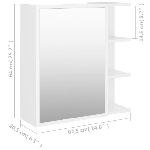 Szafka z lustrem, biała 62,5x20,5x64 cm materiał drewnopochodny Szafka z lustrem, biała 62,5x20,5x64 cm materiał drewnopochodny
