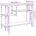 VidaXL Stolik konsolowy z półkami, przydymiony dąb, 100x35x75 cm