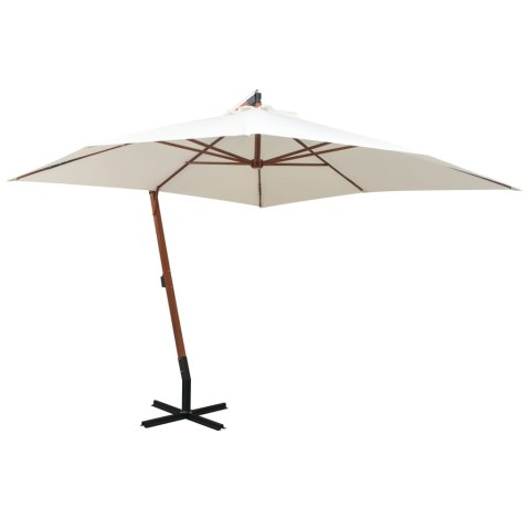  Parasol ogrodowy wiszący, 300 x 300 cm, drewniany, biały