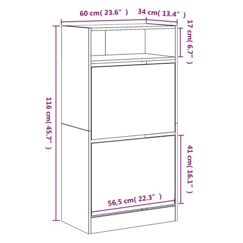 Szafka na buty, dąb sonoma, 60x34x116 cm Szafka na buty, dąb sonoma, 60x34x116 cm