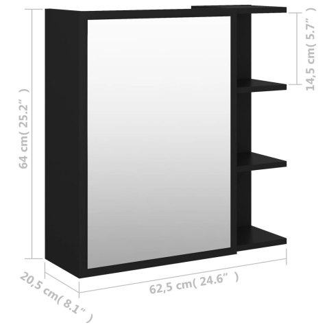 Szafka z lustrem czarna 62,5x20,5x64 cm materiał drewnopochodny Szafka z lustrem czarna 62,5x20,5x64 cm materiał drewnopochodny