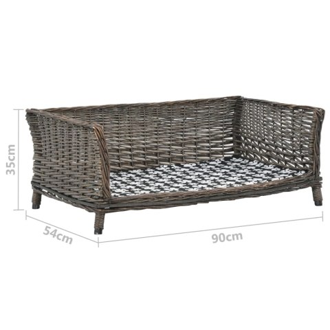 Kosz dla psa z poduszką, szary, 90x54x35 cm, naturalna wiklina Kosz dla psa z poduszką, szary, 90x54x35 cm, naturalna wiklina