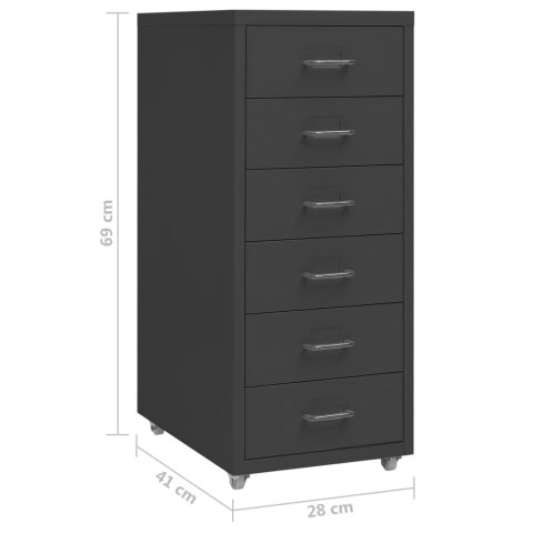 Mobilna szafka kartotekowa, antracytowa, 28x41x69 cm, metalowa Mobilna szafka kartotekowa, antracytowa, 28x41x69 cm, metalowa