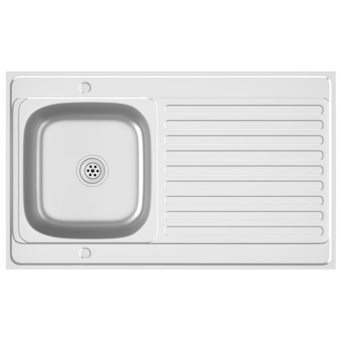 Zlew kuchenny z ociekaczem, srebrny, 1000x600x155 mm, stal Zlew kuchenny z ociekaczem, srebrny, 1000x600x155 mm, stal