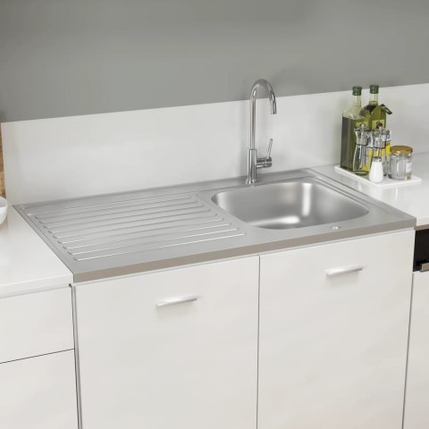 Zlew kuchenny z ociekaczem, srebrny, 1000x600x155 mm, stal Zlew kuchenny z ociekaczem, srebrny, 1000x600x155 mm, stal