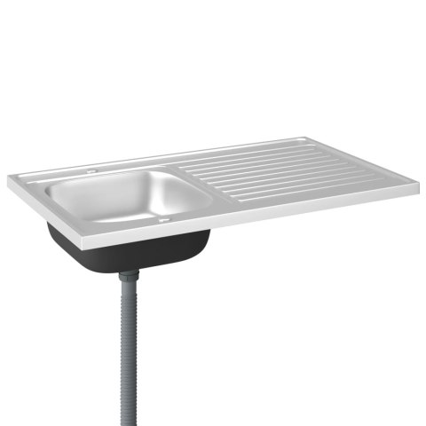 Zlew kuchenny z ociekaczem, srebrny, 1000x600x155 mm, stal Zlew kuchenny z ociekaczem, srebrny, 1000x600x155 mm, stal