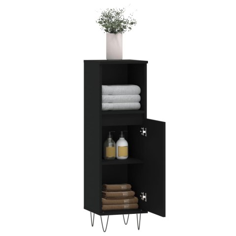 Szafka łazienkowa, czarna 30x30x100 cm, materiał drewnopochodny Szafka łazienkowa, czarna 30x30x100 cm, materiał drewnopochodny