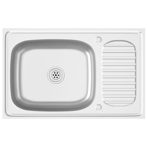 Zlew kuchenny z ociekaczem, srebrny, 800x500x155 mm, stal Zlew kuchenny z ociekaczem, srebrny, 800x500x155 mm, stal