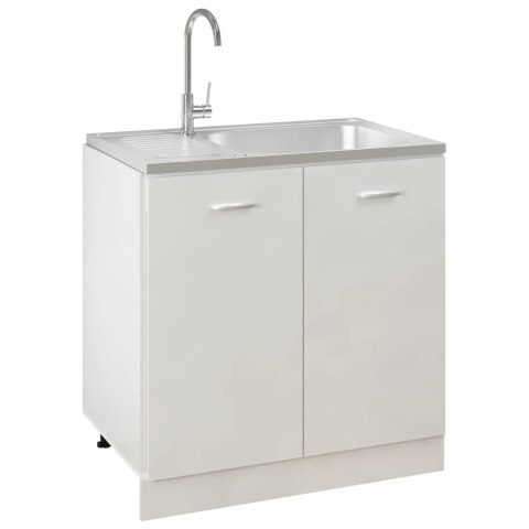 Zlew kuchenny z ociekaczem, srebrny, 800x500x155 mm, stal Zlew kuchenny z ociekaczem, srebrny, 800x500x155 mm, stal