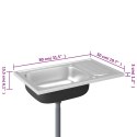  Zlew kuchenny z ociekaczem, srebrny, 800x500x155 mm, stal