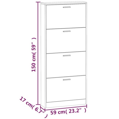 Szafka na buty, biały, 59x17x150 cm, materiał drewnopochodny Szafka na buty, biały, 59x17x150 cm, materiał drewnopochodny