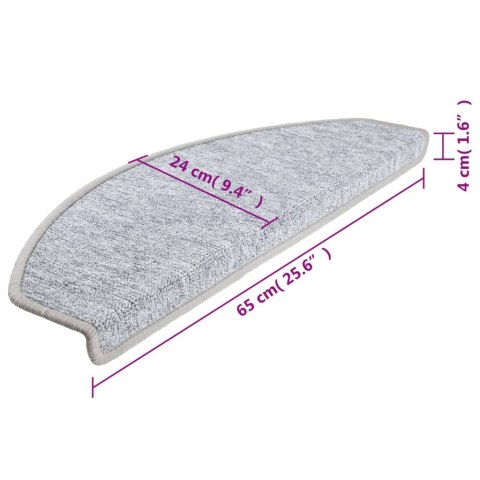 Nakładki na schody, 15 szt., 65 x 24 x 4 cm, jasnoszare Nakładki na schody, 15 szt., 65 x 24 x 4 cm, jasnoszare