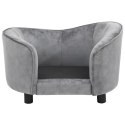 VidaXL Sofa dla psa, szara, 69x49x40 cm, pluszowa