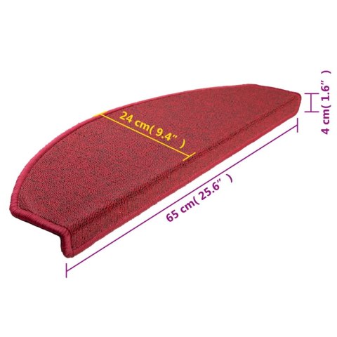 Nakładki na schody, 15 szt., 65 x 24 x 4 cm, bordowe Nakładki na schody, 15 szt., 65 x 24 x 4 cm, bordowe