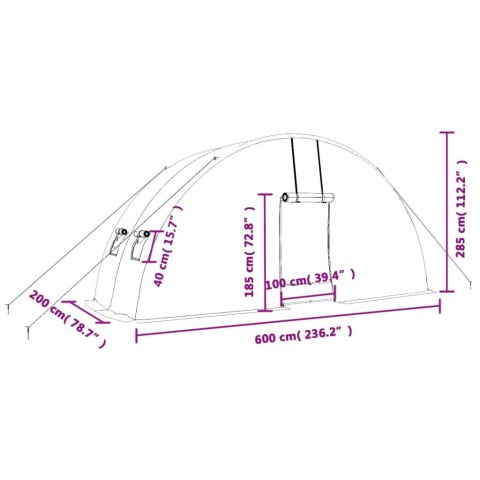 Szklarnia ze stalową ramą, biała, 12 m², 6x2x2,85 m Szklarnia ze stalową ramą, biała, 12 m², 6x2x2,85 m
