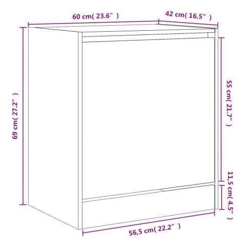 Szafka na buty, czarna, 60x42x69 cm, materiał drewnopochodny Szafka na buty, czarna, 60x42x69 cm, materiał drewnopochodny