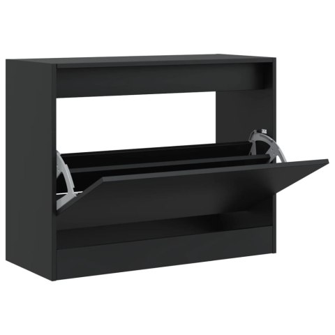 Szafka na buty, czarna, 80x34x63 cm, materiał drewnopochodny Szafka na buty, czarna, 80x34x63 cm, materiał drewnopochodny