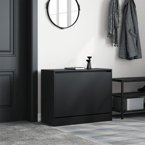 Szafka na buty, czarna, 80x34x63 cm, materiał drewnopochodny Szafka na buty, czarna, 80x34x63 cm, materiał drewnopochodny