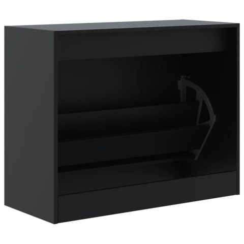 Szafka na buty, czarna, 80x34x63 cm, materiał drewnopochodny Szafka na buty, czarna, 80x34x63 cm, materiał drewnopochodny