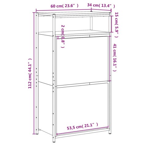Szafka na buty, dąb sonoma, 60x34x112 cm Szafka na buty, dąb sonoma, 60x34x112 cm