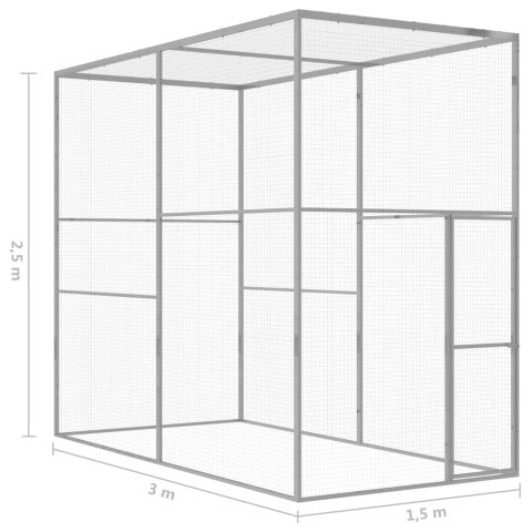 Klatka dla kota, 3 x 1,5 x 2,5 m, stal galwanizowana Klatka dla kota, 3 x 1,5 x 2,5 m, stal galwanizowana