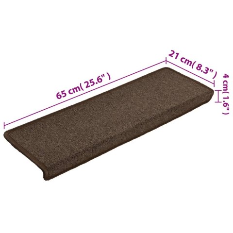 Nakładki na schody, 15 szt., 65x21x4 cm, brązowe Nakładki na schody, 15 szt., 65x21x4 cm, brązowe