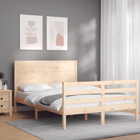 VidaXL Rama łóżka z wezgłowiem, 140x200 cm, lite drewno