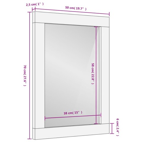 Lustro łazienkowe, czarne, 50x70x2,5 cm, drewno mango i szkło Lustro łazienkowe, czarne, 50x70x2,5 cm, drewno mango i szkło
