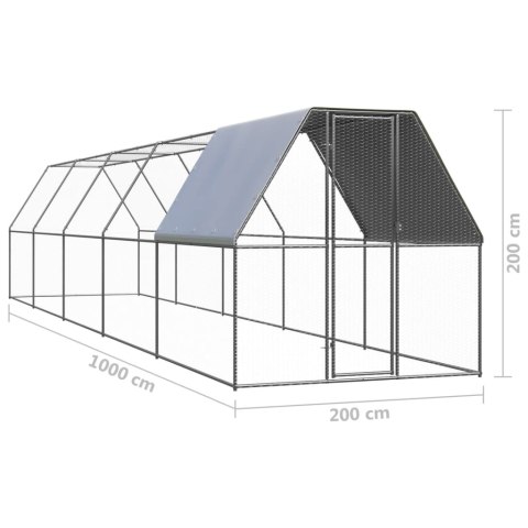 Klatka zewnętrzna dla kurcząt, 2x10x2 m, stal galwanizowana Klatka zewnętrzna dla kurcząt, 2x10x2 m, stal galwanizowana