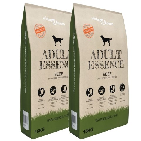 VidaXL Sucha karma dla psów Adult Essence Beef, 2 szt., 30 kg