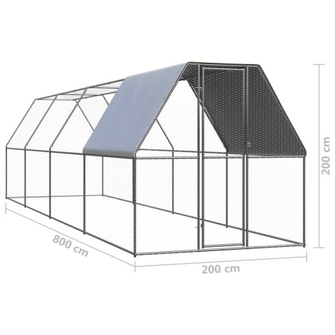 Klatka zewnętrzna dla kurcząt, 2x8x2 m, stal galwanizowana Klatka zewnętrzna dla kurcząt, 2x8x2 m, stal galwanizowana