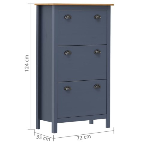 Szafka na buty Hill, szara, 72x35x124 cm, lite drewno sosnowe Szafka na buty Hill, szara, 72x35x124 cm, lite drewno sosnowe