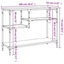 VidaXL Stolik konsolowy z półkami, czarny, 100x35x75 cm