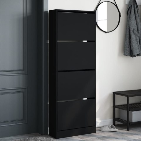 Szafka na buty, czarna, 60x21x163,5 cm, materiał drewnopochodny Szafka na buty, czarna, 60x21x163,5 cm, materiał drewnopochodny