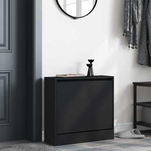 Szafka na buty, czarna, 60x21x57 cm, materiał drewnopochodny Szafka na buty, czarna, 60x21x57 cm, materiał drewnopochodny