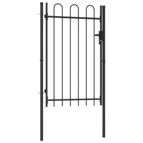 Brama jednoskrzydłowa, zaokrąglona, stal, 1x1,5 m, czarna Brama jednoskrzydłowa, zaokrąglona, stal, 1x1,5 m, czarna
