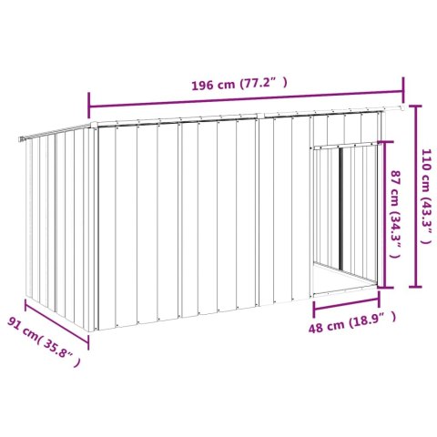 Buda dla psa, z dachem, antracytowa, 196x91x110 cm, stal Buda dla psa, z dachem, antracytowa, 196x91x110 cm, stal