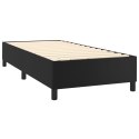  Łóżko kontynentalne z materacem i LED czarna ekoskóra 90x200 cm