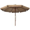  Parasol ogrodowy na drewnianym słupku, 330 cm, taupe