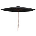  Parasol ogrodowy na drewnianym słupku, 350 cm, czarny