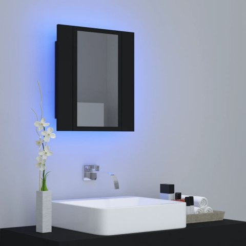 Szafka łazienkowa z lustrem i LED, czarna, 40x12x45 cm, akryl Szafka łazienkowa z lustrem i LED, czarna, 40x12x45 cm, akryl