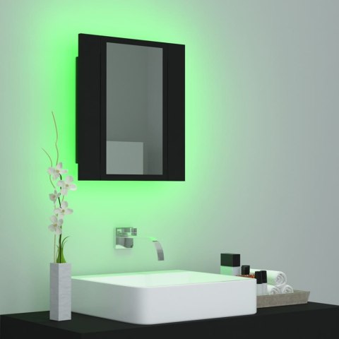 Szafka łazienkowa z lustrem i LED, czarna, 40x12x45 cm, akryl Szafka łazienkowa z lustrem i LED, czarna, 40x12x45 cm, akryl