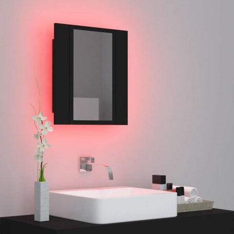 Szafka łazienkowa z lustrem i LED, czarna, 40x12x45 cm, akryl Szafka łazienkowa z lustrem i LED, czarna, 40x12x45 cm, akryl