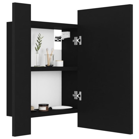 Szafka łazienkowa z lustrem i LED, czarna, 40x12x45 cm, akryl Szafka łazienkowa z lustrem i LED, czarna, 40x12x45 cm, akryl