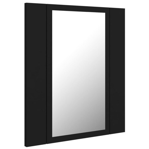 Szafka łazienkowa z lustrem i LED, czarna, 40x12x45 cm, akryl Szafka łazienkowa z lustrem i LED, czarna, 40x12x45 cm, akryl