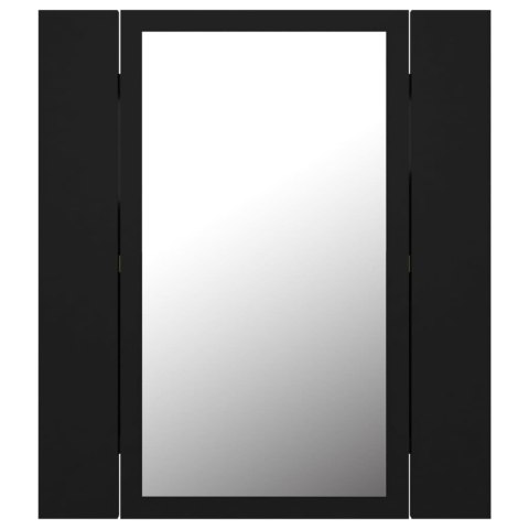 Szafka łazienkowa z lustrem i LED, czarna, 40x12x45 cm, akryl Szafka łazienkowa z lustrem i LED, czarna, 40x12x45 cm, akryl