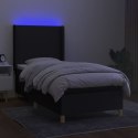VidaXL Łóżko kontynentalne z materacem, czarne, 100x200 cm, tkanina