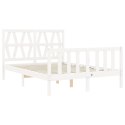 VidaXL Rama łóżka z wezgłowiem, biała, 140x200 cm, lite drewno