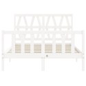 VidaXL Rama łóżka z wezgłowiem, biała, 140x200 cm, lite drewno