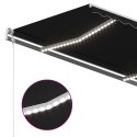  Ręcznie zwijana markiza z LED, 4x3 m, antracytowa